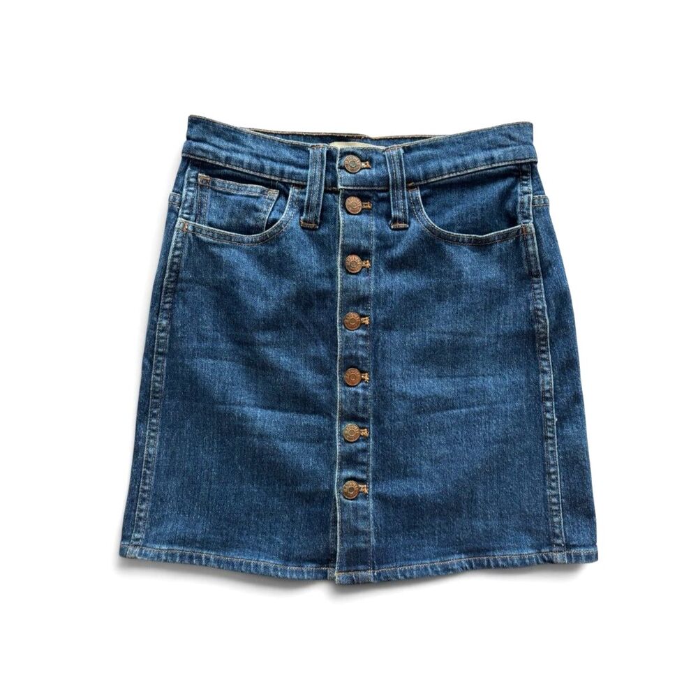 Madewell Y2K 90's Denim Jean Mini Skirt Button Front Pockets Cottagecore XXS XS